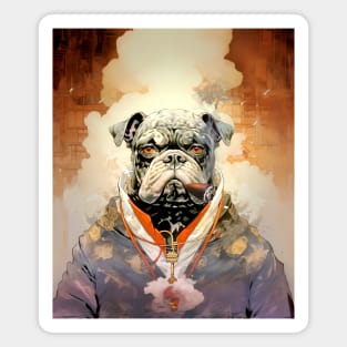 Cigar Smoking Bulldog: Nothing Bothers Me When I'm Smoking a Cigar on a Dark Background Magnet